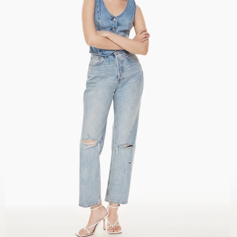 Aritzia Denim Forum The Joni High Rise Loose Straight Leg Jeans Sz 25